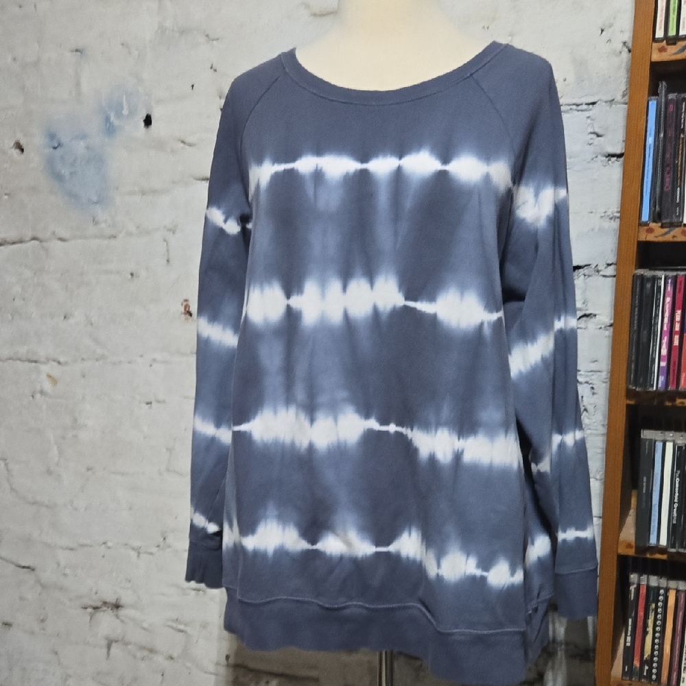 Torrid Blue and White Tie-Dye Sweatshirt